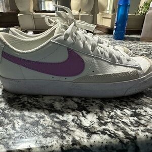 Nike White and Purple Women's Sneakers
